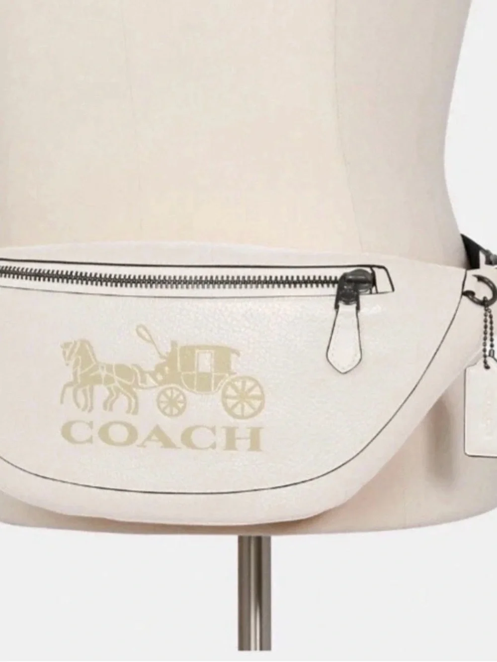 Coach Men Gunmetal/Chalk Warren Horse And Carriage Leather Belt Bag (C4137)